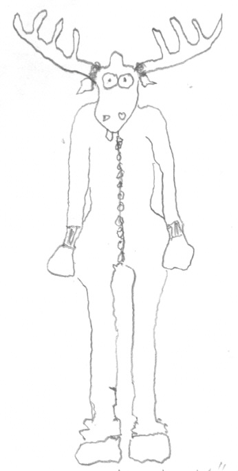 �Hirschkost&uuml;m, Wanderpokal, 1.Preis des Wettbewerbs f&uuml;r europ&auml;ische NachwuchskuratorInnendes Stuttgarter Kunstverein e.V., Bleistift auf Hirschleder, 2001